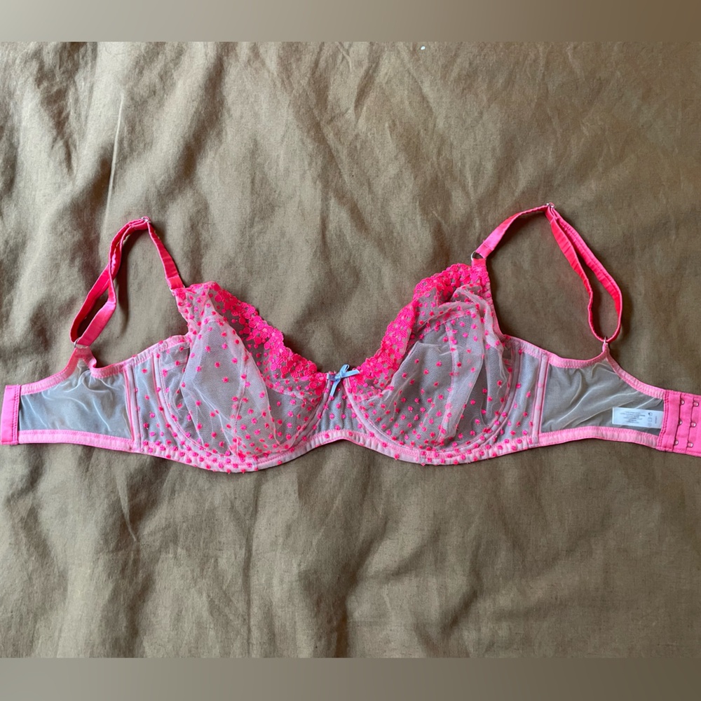 Fleur du Mal Pink Sheer Lace Bra